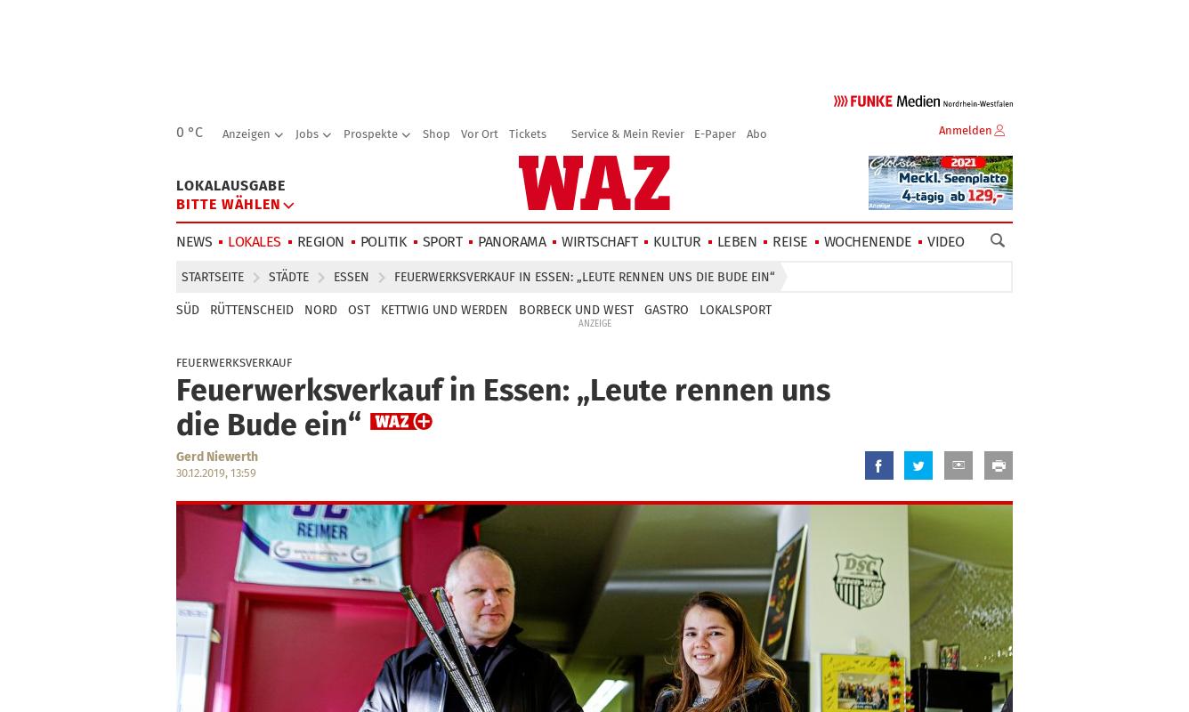 WAZ Presseartikel Feuerwerk Silvesterverkauf Essen 2019